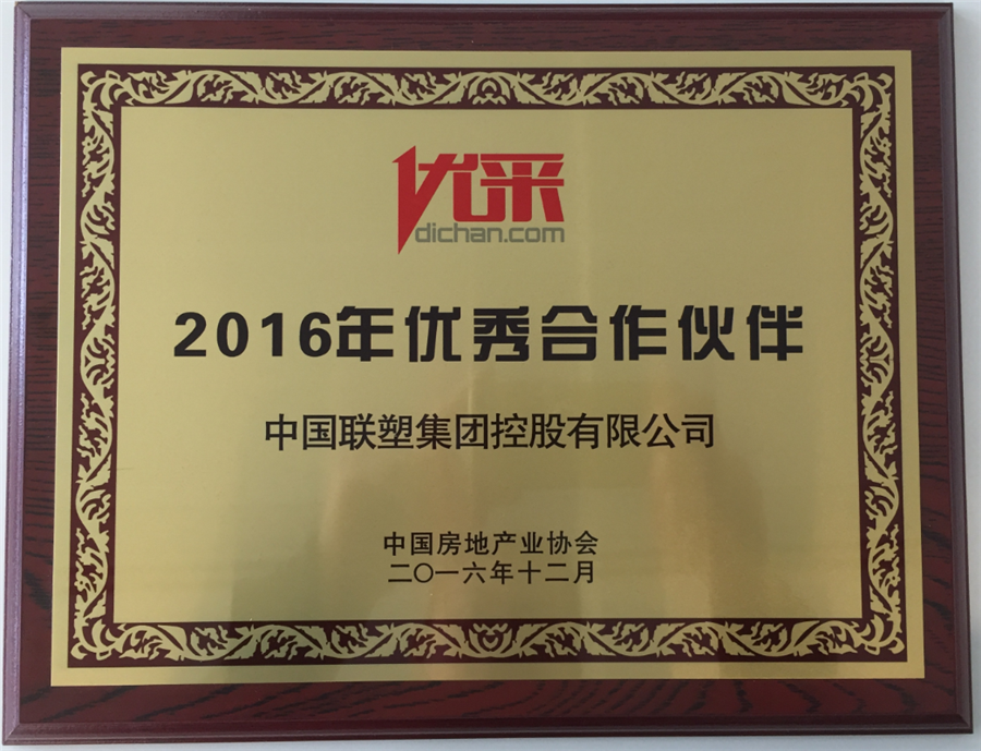 2016年優(yōu)秀合作伙伴（中國(guó)聯(lián)塑）